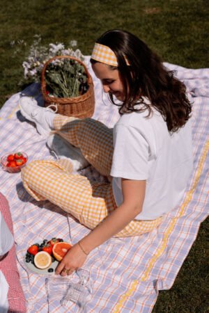 Pantalon vichy jaune
