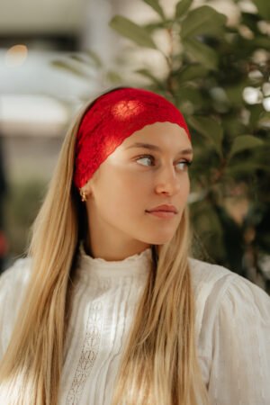 Bandeau dentelle rouge