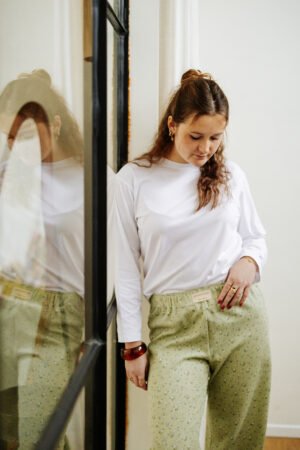 Pantalon vert fleurs