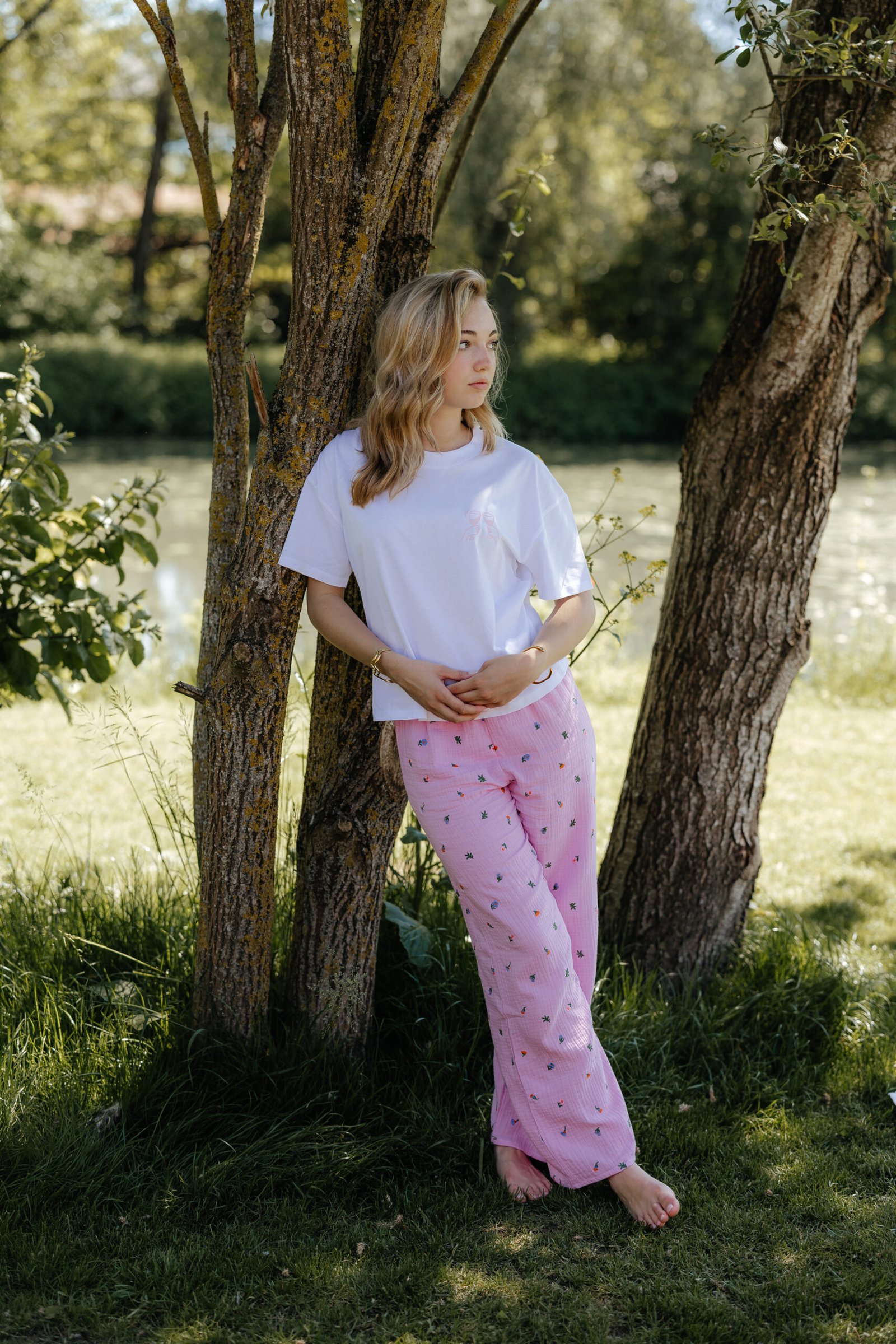 Pantalon Rose Fleurs