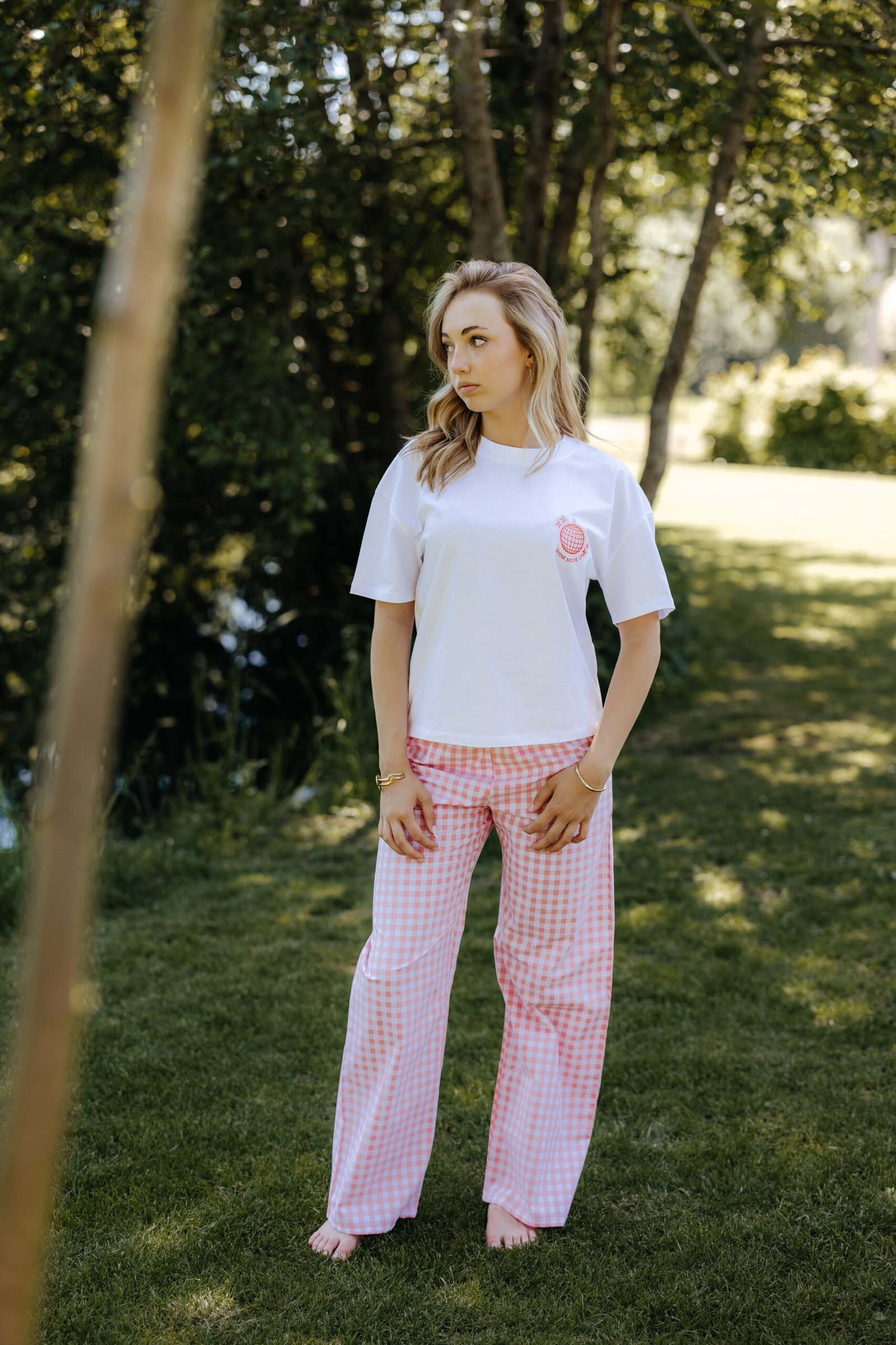 pantalon Vichy rose