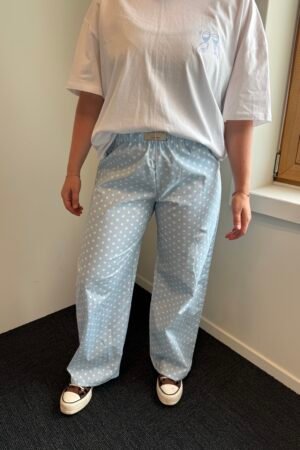 Pantalon à pois bleu clair