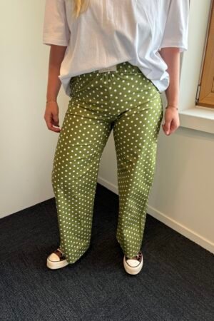 Pantalon à pois vert clair