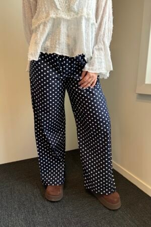 Pantalon à pois bleu marine