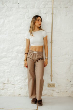 Pantalon à pois brun
